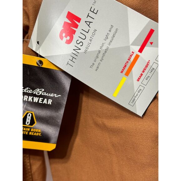 Eddie Bauer NWT Sz L  Brown Multi Pocket Men's Berber Lined Workwear Jacket - Picture 5 of 16